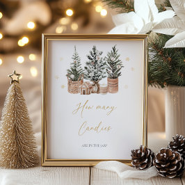 Winter Rustic Julgranar hur många kanarier Poster