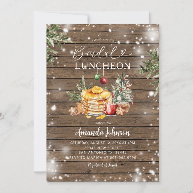 Winter Rustic Wood jul Möhippa Party Luncheon Inbjudningar (Framsida)