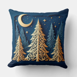 Winter’s Gold Papercut – Christmas Trees Scene Kudde