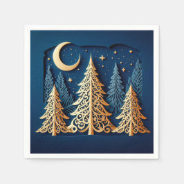 Winter’s Gold Papercut – Christmas Trees Scene Pappersservett