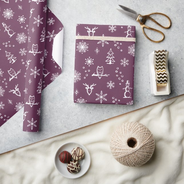 Winter Sak Wrapping Papper - Beet + Snö Presentpapper (Hantverk)