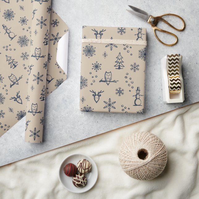 Winter Sak Wrapping Papper - Dove + Dusk Presentpapper (Hantverk)