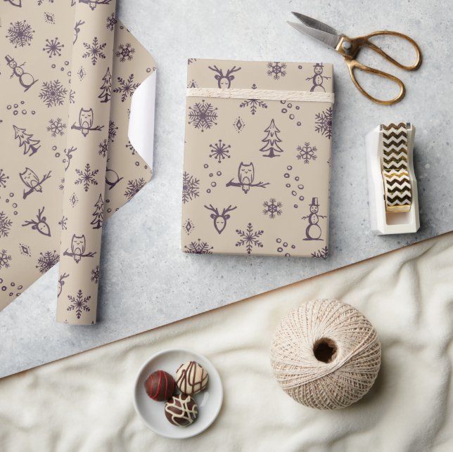 Winter Sak Wrapping Papper - Dove + Fig Presentpapper (Hantverk)