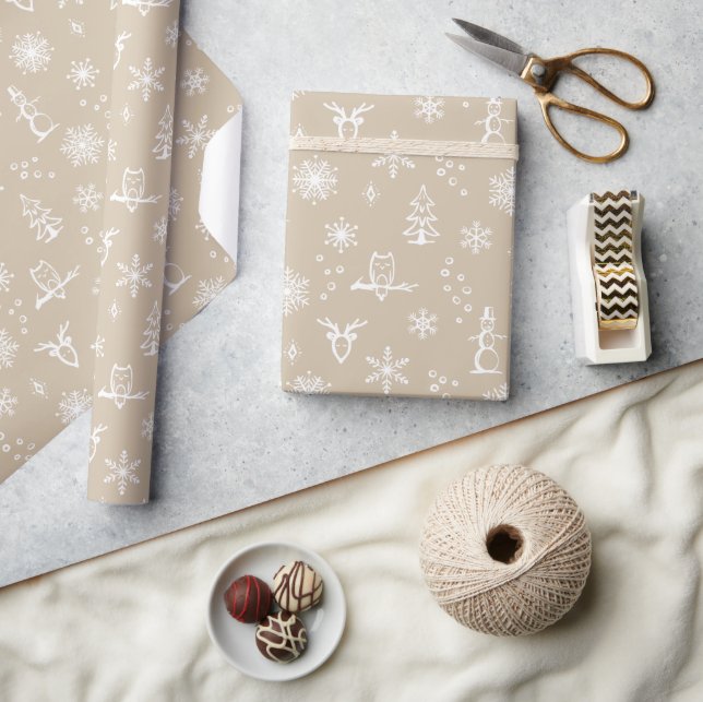 Winter Sak Wrapping Papper - Dove + Snö Presentpapper (Hantverk)