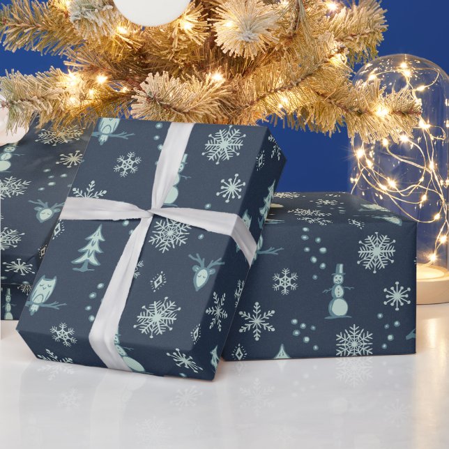 Winter Sak Wrapping Papper - Dusk, Peacock, Mint Presentpapper (Helgdagar)