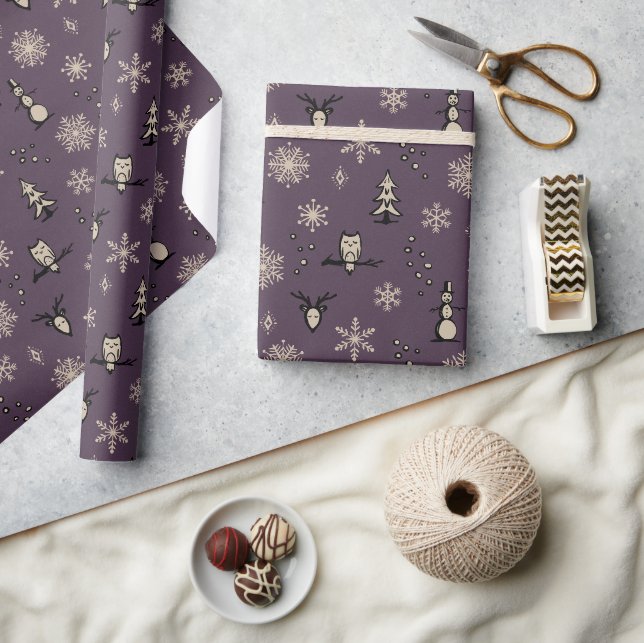 Winter Sak Wrapping Papper - Fig, kol, duva Presentpapper (Hantverk)