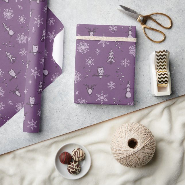 Winter Sak Wrapping Papper - Plum, Fig, Damm Presentpapper (Hantverk)