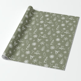 Winter Sak Wrapping Papper - Sage + Snö Presentpapper