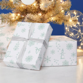 Winter Sak Wrapping Papper - Snö + Mint Presentpapper