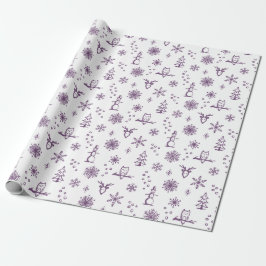 Winter Sak Wrapping Papper - Snö + Plum Presentpapper
