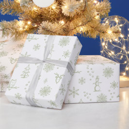 Winter Sak Wrapping Papper - Snö + Tea Presentpapper