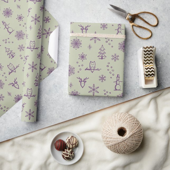 Winter Sak Wrapping Papper - Tea + Plum Presentpapper (Hantverk)
