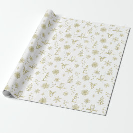 Winter Sak Wrapping Pappert - Snö + Guld Presentpapper