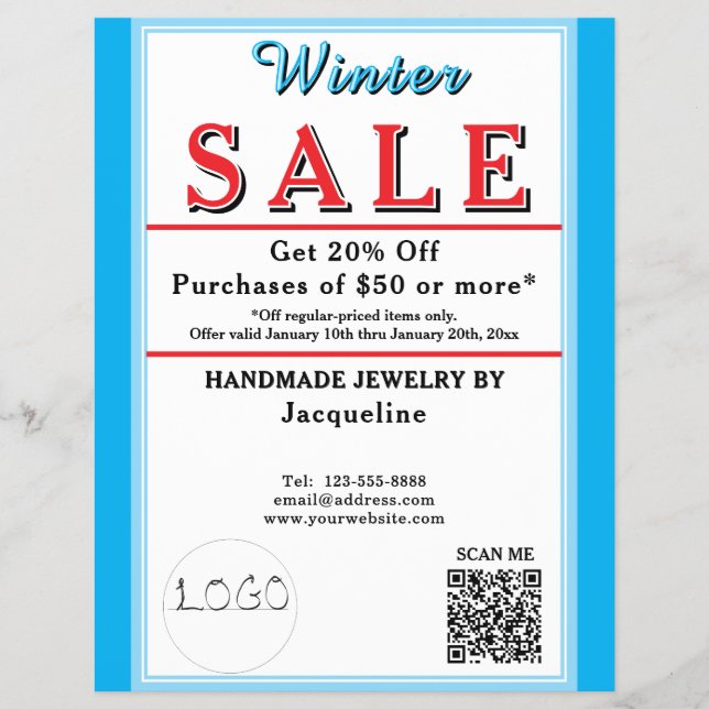 Winter Sale Jewelry Blue White Heart Reklamblad (Framsidan)