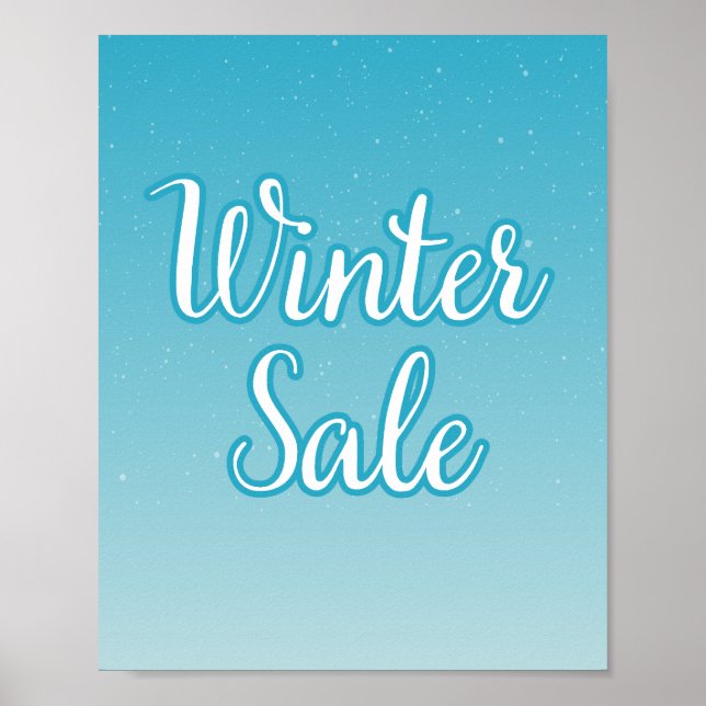 Winter Sale Sign, Blue Sale Sign, Säsong Sale Poster (Framsidan)