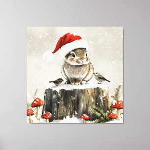 Winter Santa Bunny Wonderland Canvastryck