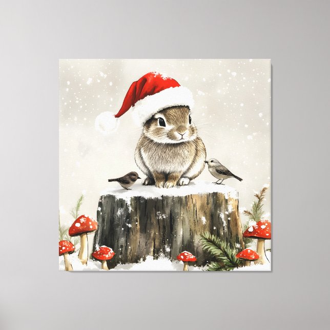 Winter Santa Bunny Wonderland Canvastryck (Framsida)