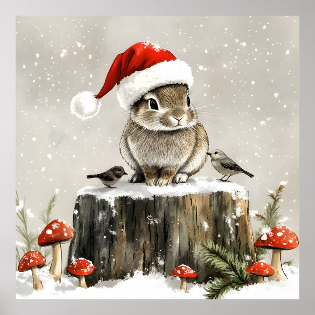 Winter Santa Bunny Wonderland Poster (Framsidan)