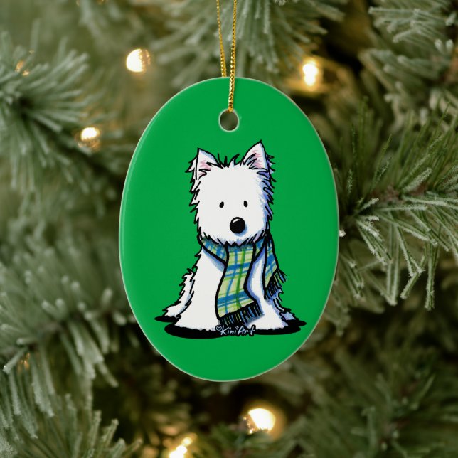 Winter Scarf Westie Ceramic Ornament (Träd)