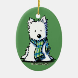 Winter Scarf Westie Ceramic Ornament