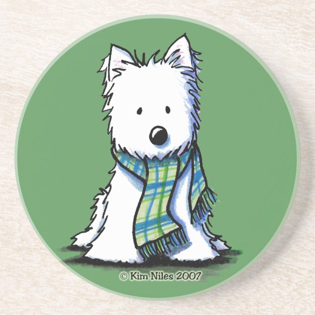 Winter Scarf Westie Underlägg (Framsidan)