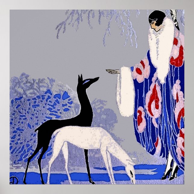 "Winter Scene" Art Deco av George Barbier Poster (Framsidan)