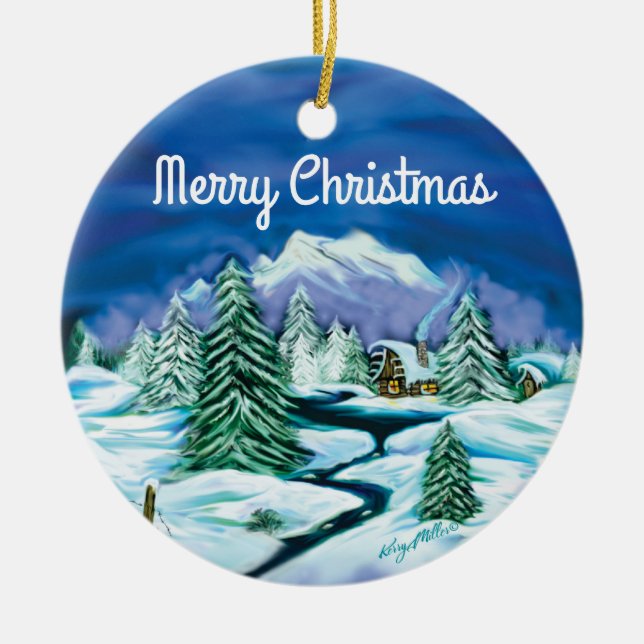 Winter Scene Ceramic Ornament (Framsidan)
