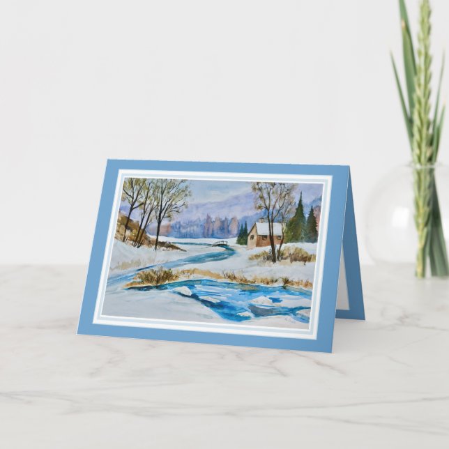 Winter Scene God jul Kort (Framsida)