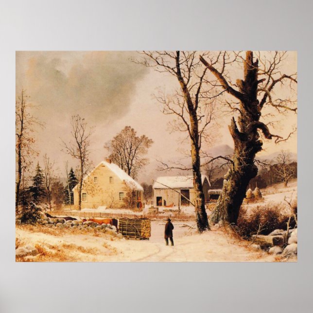 Winter Scene i New England av Durrie Poster (Framsidan)