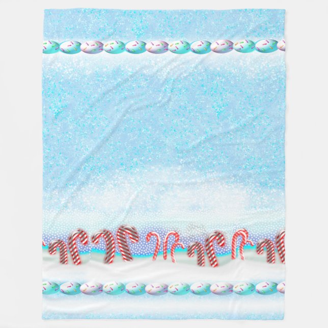 Winter Scene i skogen Snowy Candy cane Fleecefilt (Framsidan)