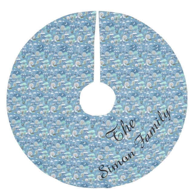 Winter Scene Julgran Skirt Julgransmatta Borstad Polyester (Framsidan)