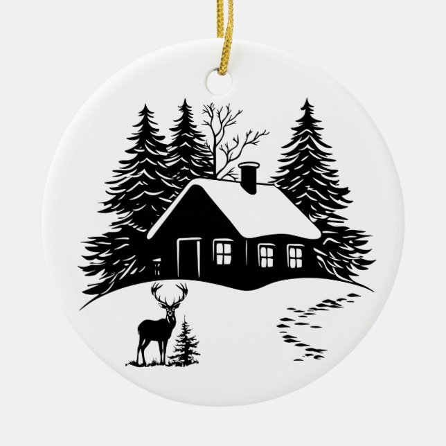 Winter Scene-ornament Julgransprydnad Keramik (Framsidan)
