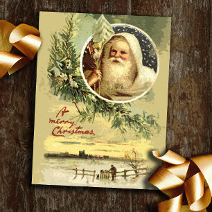 Winter Scene vintage Guld Helg Vykort
