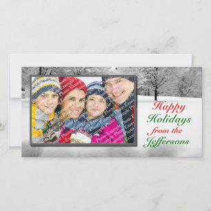 Winter-scenen glad helg Template Photo Julafton Julkort