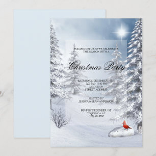 Winter Scenery & Kardinal jul Party Inbjudningar