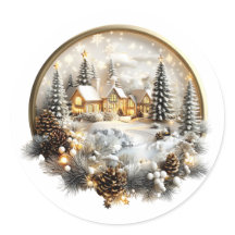 Winter Scenery Sticker, etikett