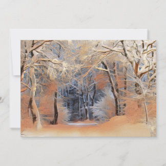 Winter scenery with snowed trees watercolor inbjudningar
