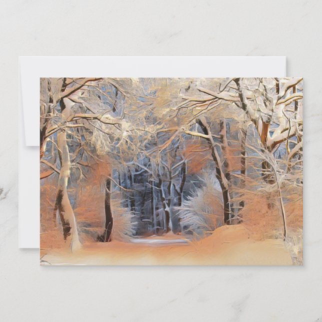 Winter scenery with snowed trees watercolor  inbjudningar (Framsida)