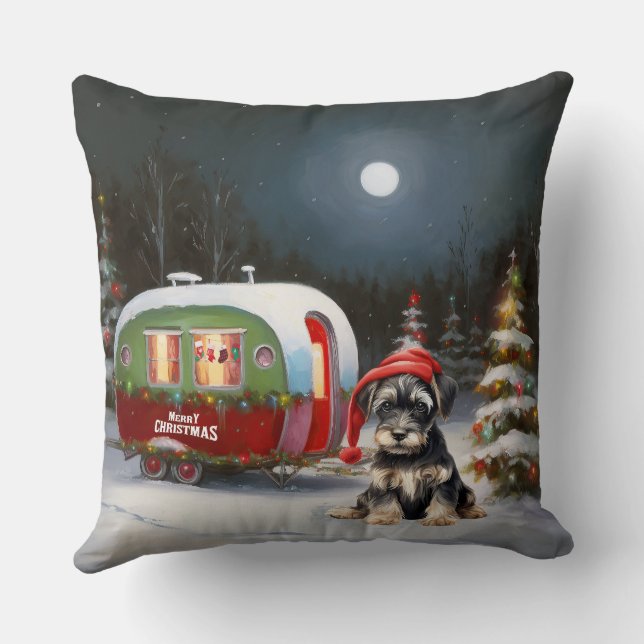 Winter Schnauzer Caravan jul Äventyr Kudde (Baksida)
