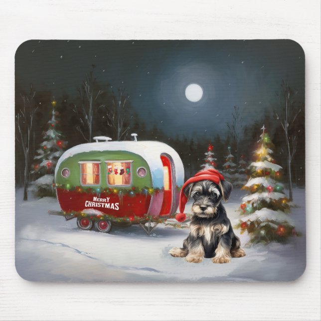 Winter Schnauzer Caravan jul Äventyr Musmatta (Framsidan)