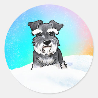 Winter Schnauzer Runt Klistermärke