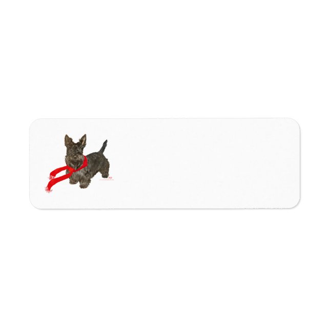 Winter Scottie in Wam Scarf Returadress Etikett (Framsidan)