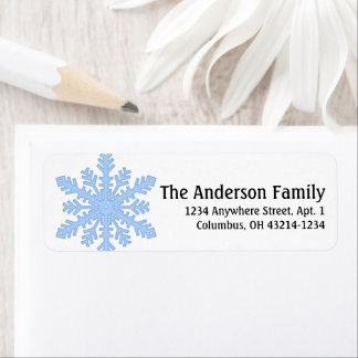 Winter Season Blue Snowflake Adress Returadress Etikett