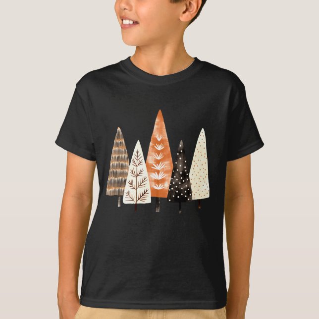 Winter Season Simple Ne Trees  T Shirt (Framsida)