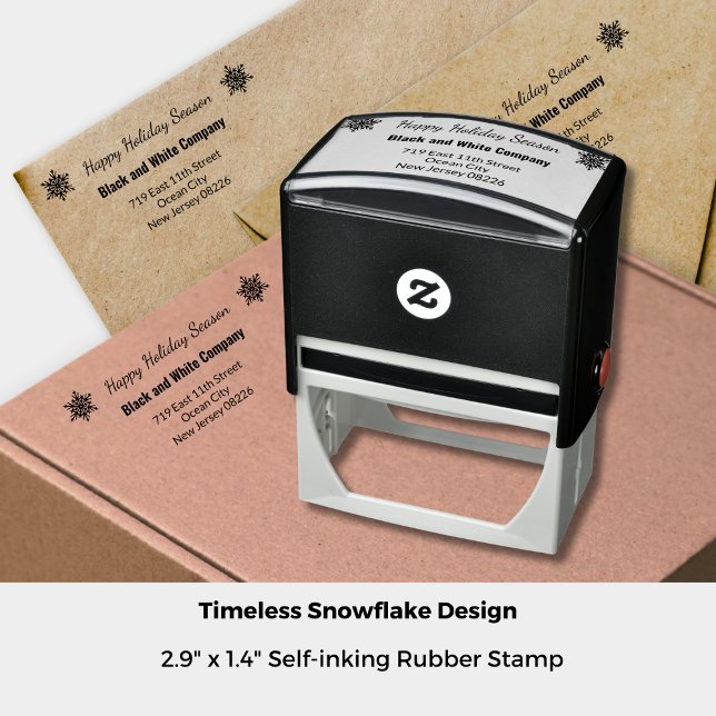 Winter Season Snowflake Company Adress Självfärgande Stämpel (2.9"x1.4", Winter Season Snowflake Company Address Self-inking Stamp)