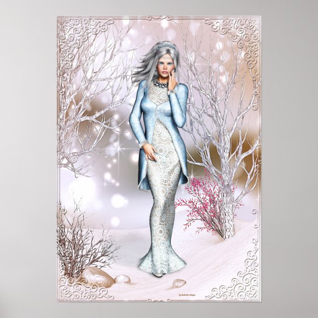 Winter Season Woman Fantasy Artwork Poster (Framsidan)