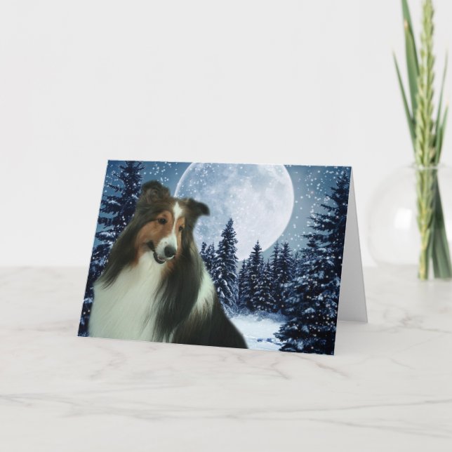 Winter Sheltie Card Helgkort (Framsida)