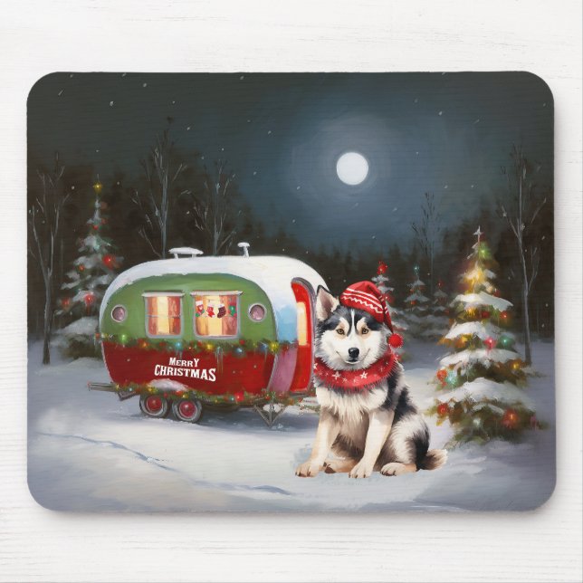 Winter Siberian husky Caravan jul Äventyr Musmatta (Framsidan)