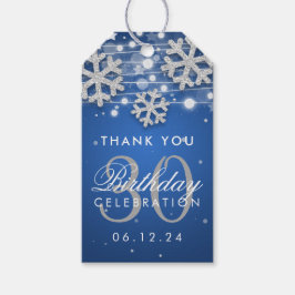 Winter silver Blue 30års födelsedag Tack Presentetikett
