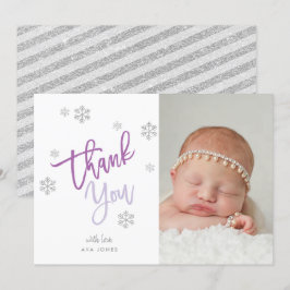 Winter Silver Glitter Snowflake Tack Photo Inbjudningar